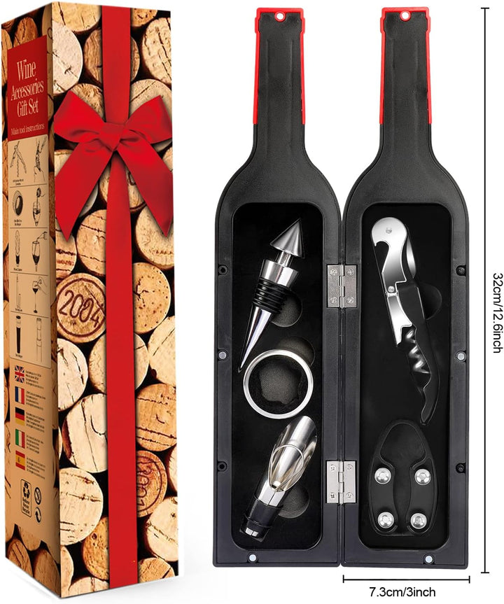 ZBPASL Weinflasche Geformt Korkenzieher Set,Weinöffner,Wein Sommelier Sets mit Flaschenöffner,Weinve