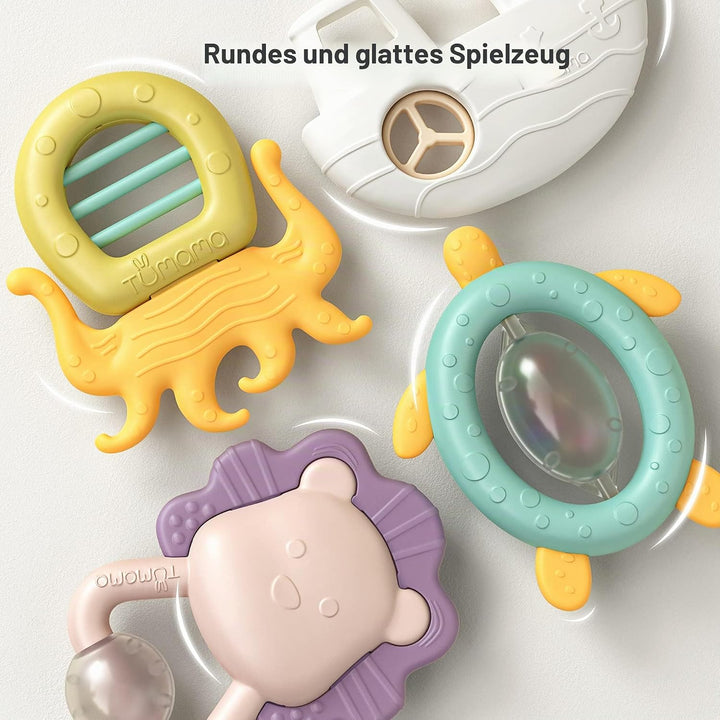 TUMAMA Rasseln Beissring für Babys 0 6 8 12 Monate, Shaker Greifling Baby Spielzeug ab 0-12 6-18 Mon
