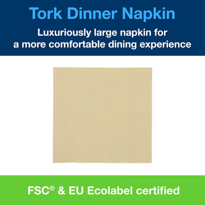 Tork Serviette Dinner sable, pliage 1/4 2 plis, 40 cm x 39 cm, 12 x 150 serviettes, 478747 Sand, San