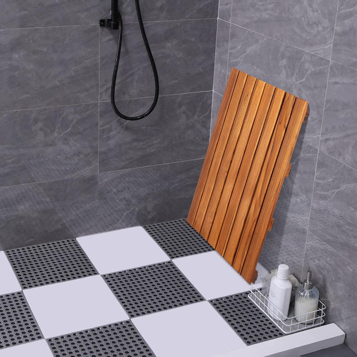 VaeFae Teak Duschmatte rutschfeste Badematte Luxus Spa Matte Holzmatte für Badewanne 43.2 x 66 cm La