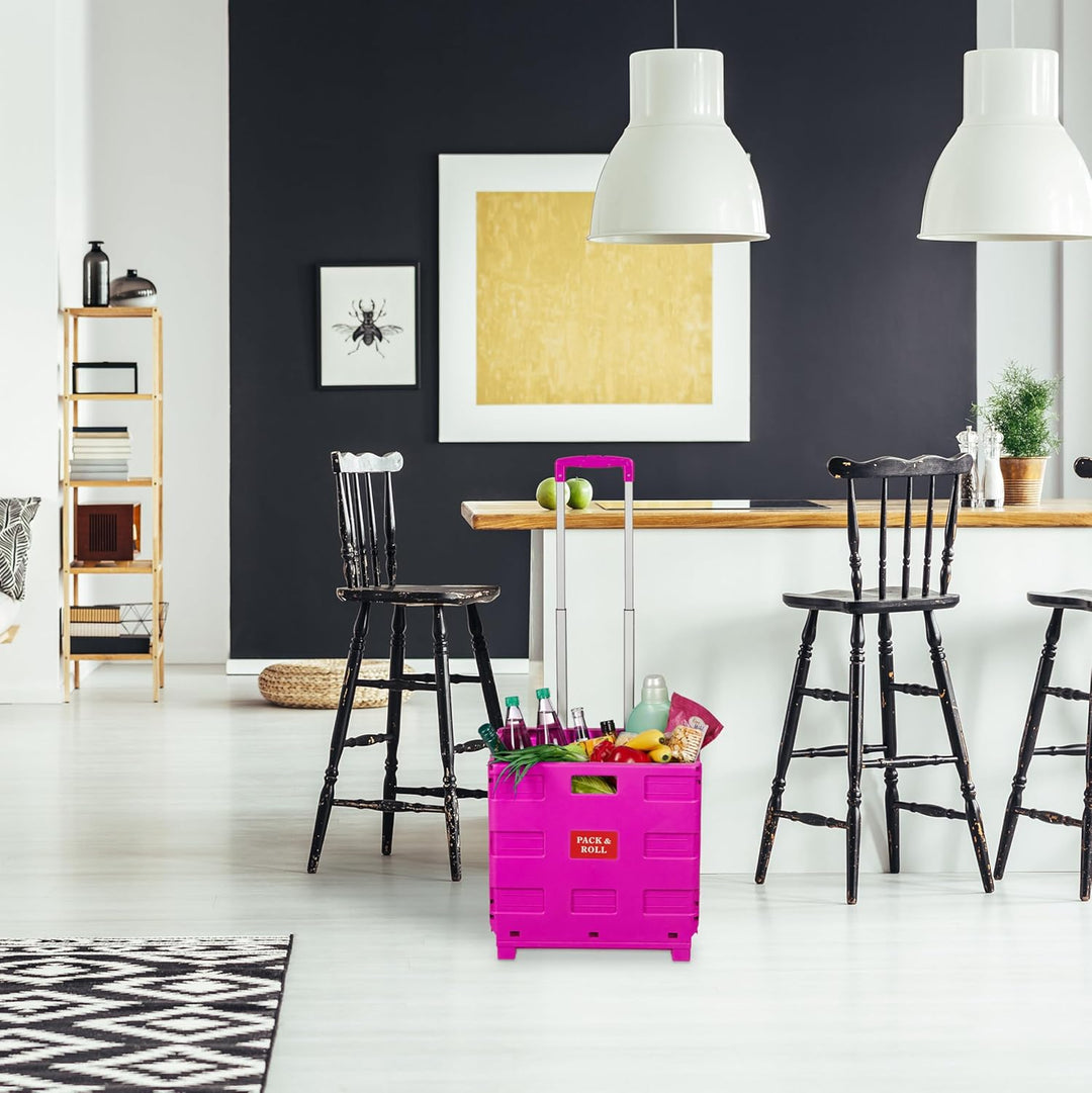 Relaxdays Einkaufstrolley, Klapptrolley mit Rollen & Teleskopgriff, bis 35 kg, Faltbare Einkaufshilf