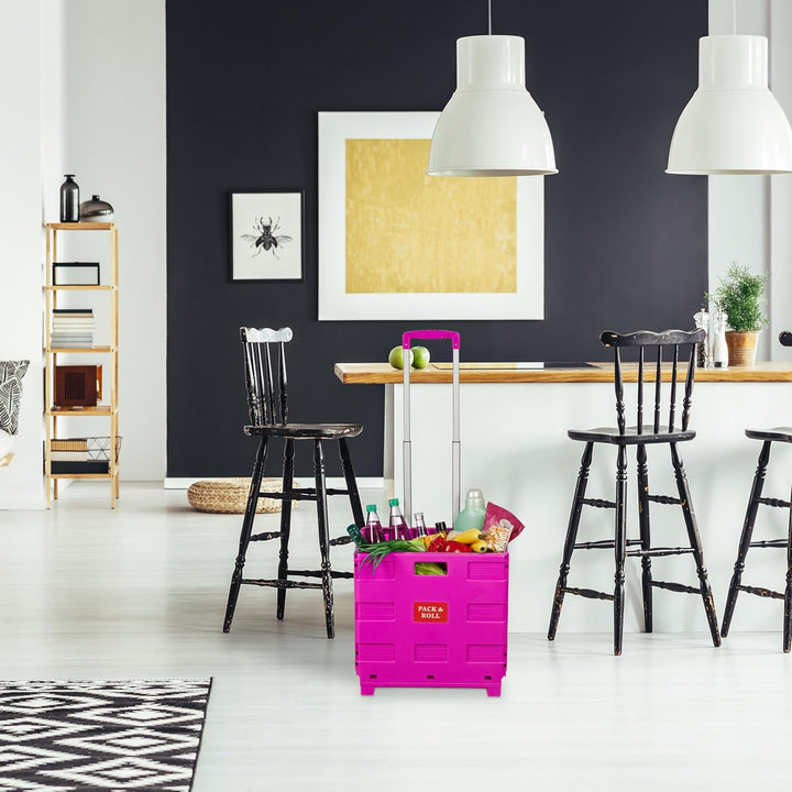 Relaxdays Einkaufstrolley, Klapptrolley mit Rollen & Teleskopgriff, bis 35 kg, Faltbare Einkaufshilf
