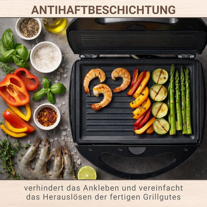 Syntrox Germany Grill Maker Chefmaker SM-1300W Grill mit herausnehmbaren Backplatten