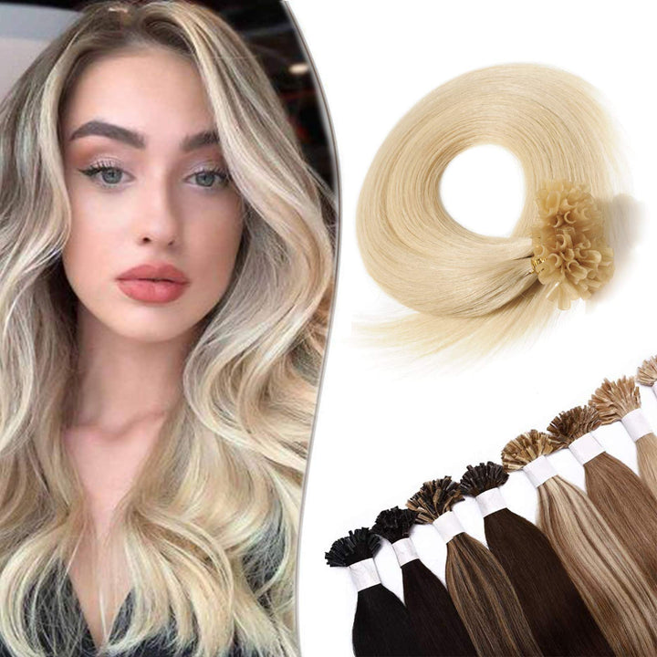SEGO Bondings Extensions Echthaar 0.5g/Strähnen Haarverlängerung Keratin U-Tip 7A 100% Human Hair 10