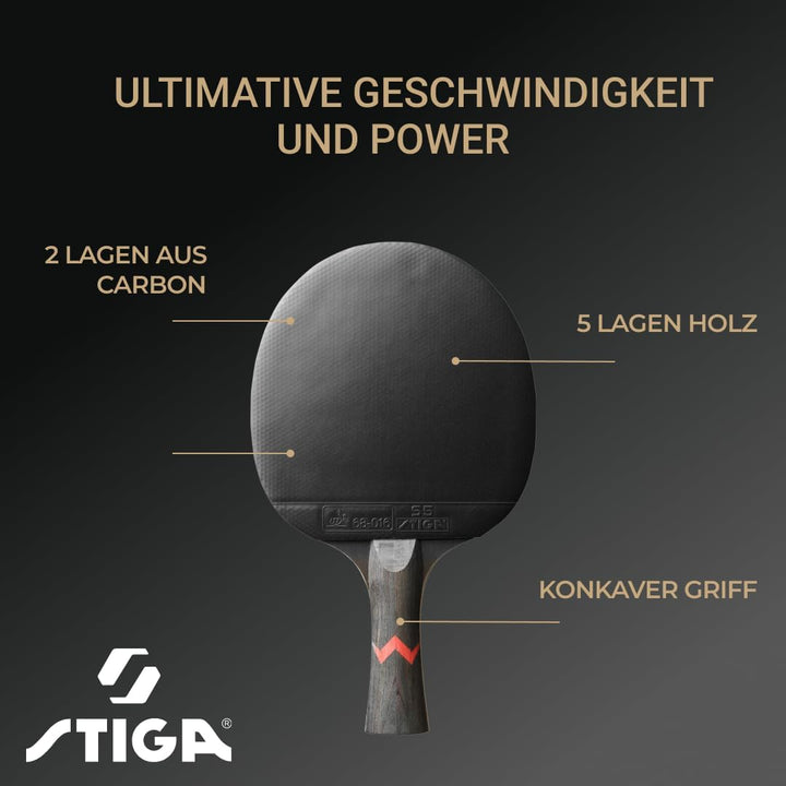 STIGA Royal 5 Sterne Tischtennis Schläger Pro Carbon,, Single