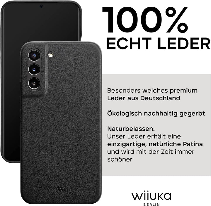 WIIUKA Hülle für Samsung Galaxy S23 Plus, Leder aus Deutschland, Lederhülle extra Dünn, Premium Hand