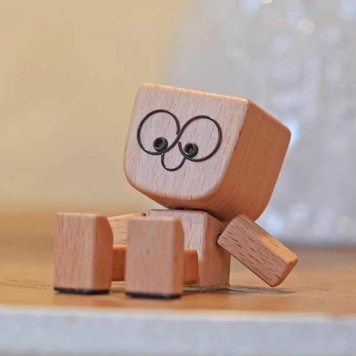 2PCS Wackelnder Holzmann, Schüttelnde Holzmann-Figur, Charmante kleine Holzfigur, wackelfigur Auto,