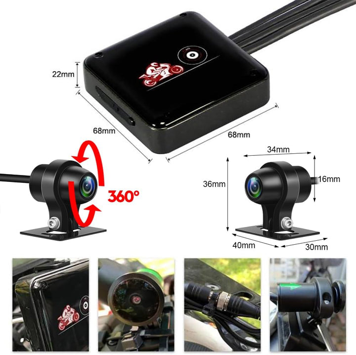 VSYSTO Motorrad Kamera, Ganzkörper Wasserdicht Nachtsicht 130° Weitwinkelobjektiv HD 1080P vorne und