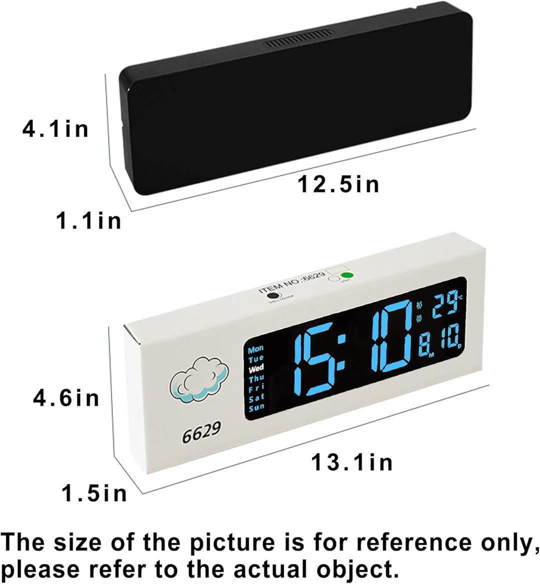 Digitaluhr, 11"-grosses LED-Wanduhrdisplay für Wohnzimmerdekor, Wecker mit Fernbedienung, Timer, 12/