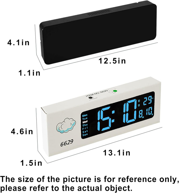 Digitaluhr, 11"-grosses LED-Wanduhrdisplay für Wohnzimmerdekor, Wecker mit Fernbedienung, Timer, 12/