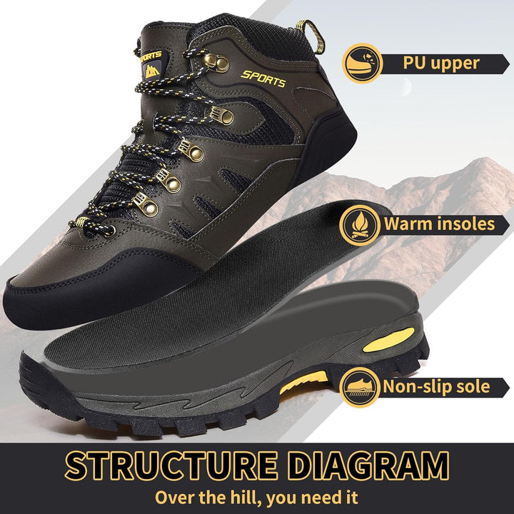 Littleplum Herren Wanderschuhe Winterschuhe Waterproof Wanderstiefel Outdoor Rutschfest High Top Tre