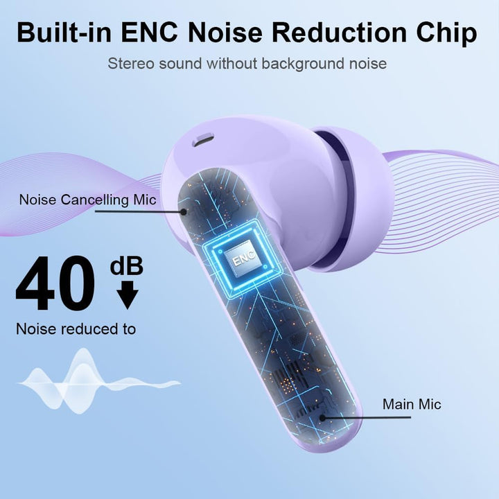 Wireless Earbuds, Bluetooth 5.4 Kopfhörer In Ear mit 4 ENC Noise Cancelling Mikrofon, Bluetooth Earb