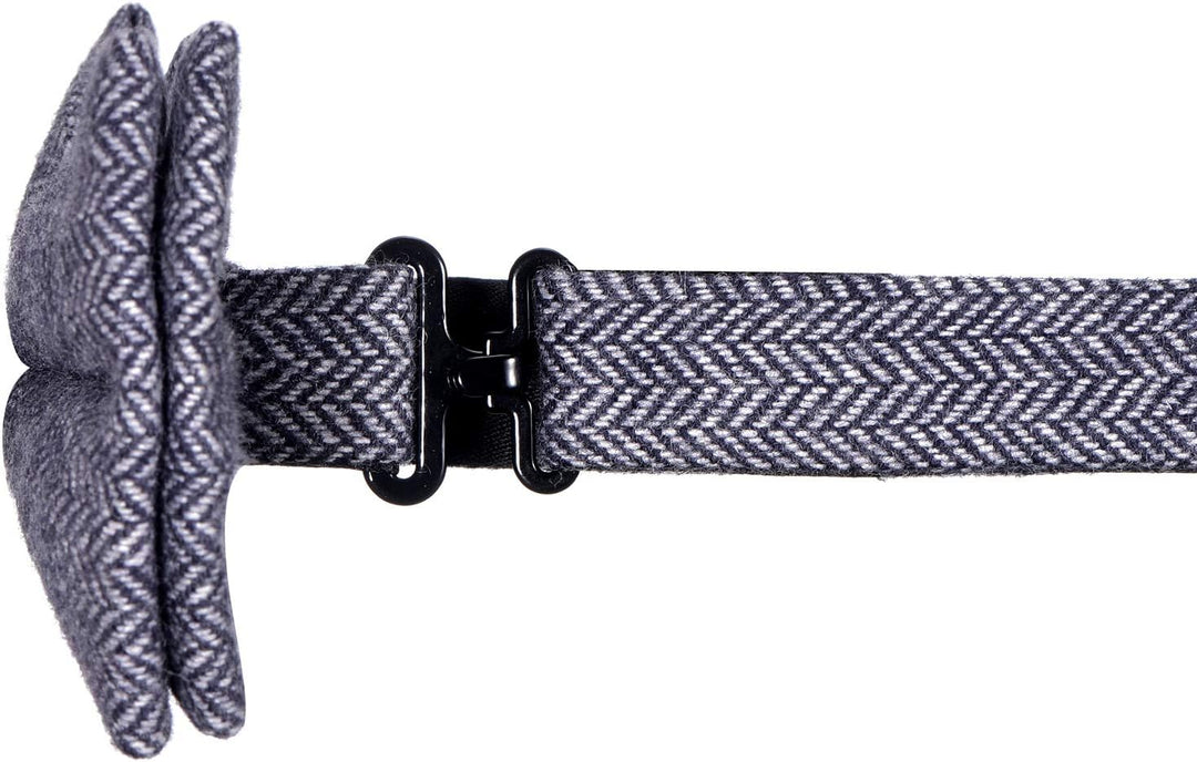 DonDon Herren Fliege 12 x 6 cm kariert gebunden und stufenlos justierbar aus Baumwolle im Tweed Styl