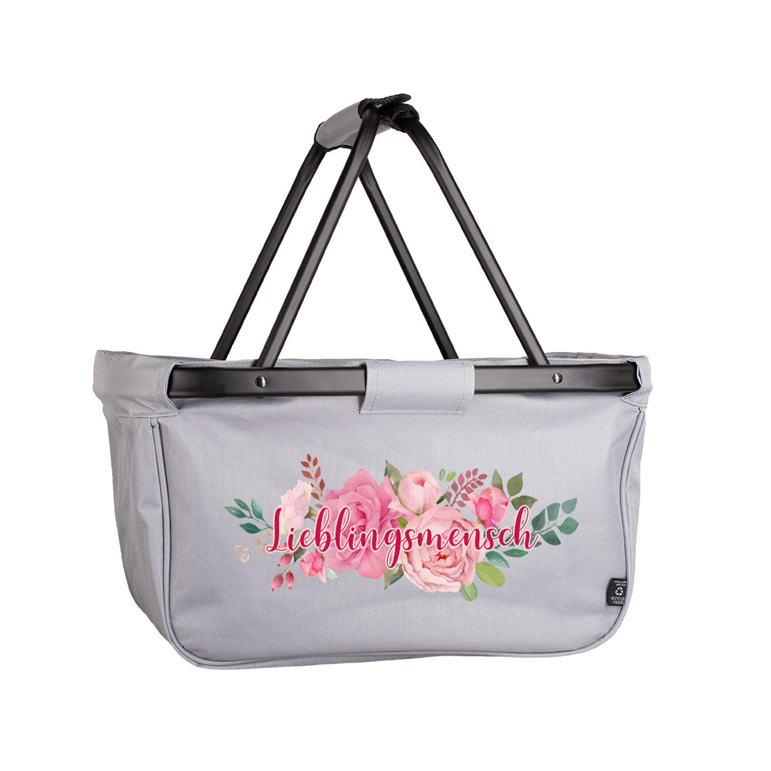 Herz & Heim® Einkaufskorb personalisiert/faltbar/modernes Design/Geschenk-Idee für Jedermann (Rosen)