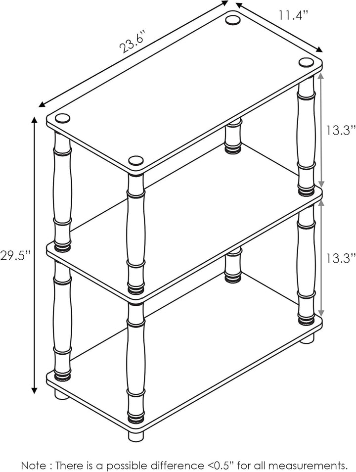 Furinno kompaktes Mehrzweck-Regal mit 3 Ebenen, holz, Espresso/Schwarz, 29.46 x 59.94 x 75.18 cm Esp