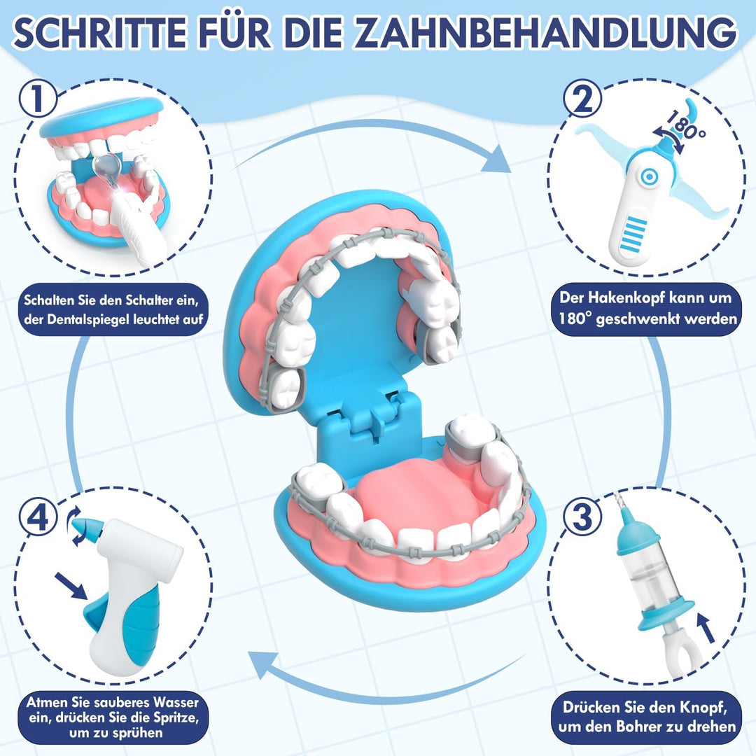 Lehoo Castle Arztkoffer Kinder ab 3 Jahre, Zahnarzt Spielzeug, Doktorkoffer, Rollenspiel für Kinder