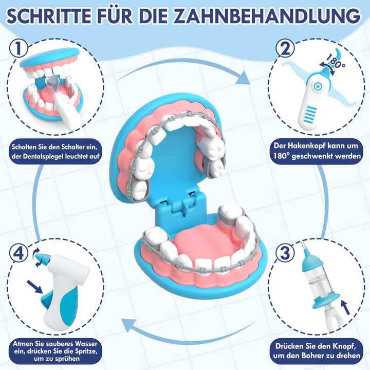 Lehoo Castle Arztkoffer Kinder ab 3 Jahre, Zahnarzt Spielzeug, Doktorkoffer, Rollenspiel für Kinder
