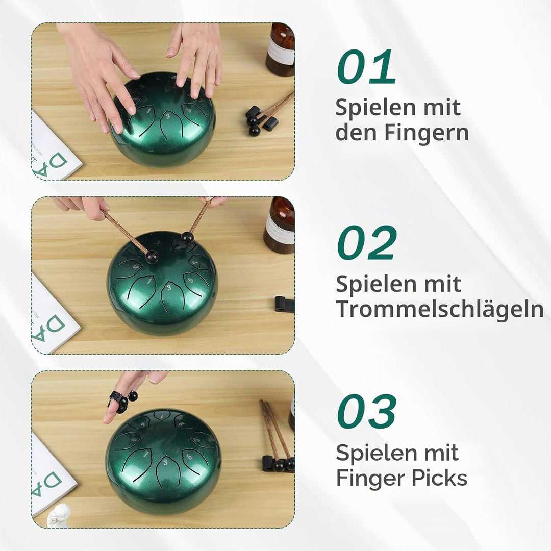 Musfunny Steel Tongue Drum Zungentrommel : 6 Zoll 8 Noten C-Dur Handpan Instrument - Stahlzungentrom