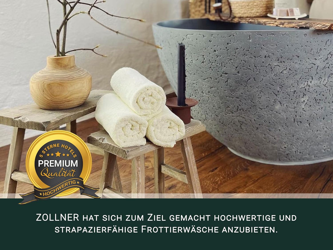 ZOLLNER 10er Set Handtücher, kleine Duschtücher, 50x100 cm, Baumwolle, beige 10x Handtücher Beige, 1