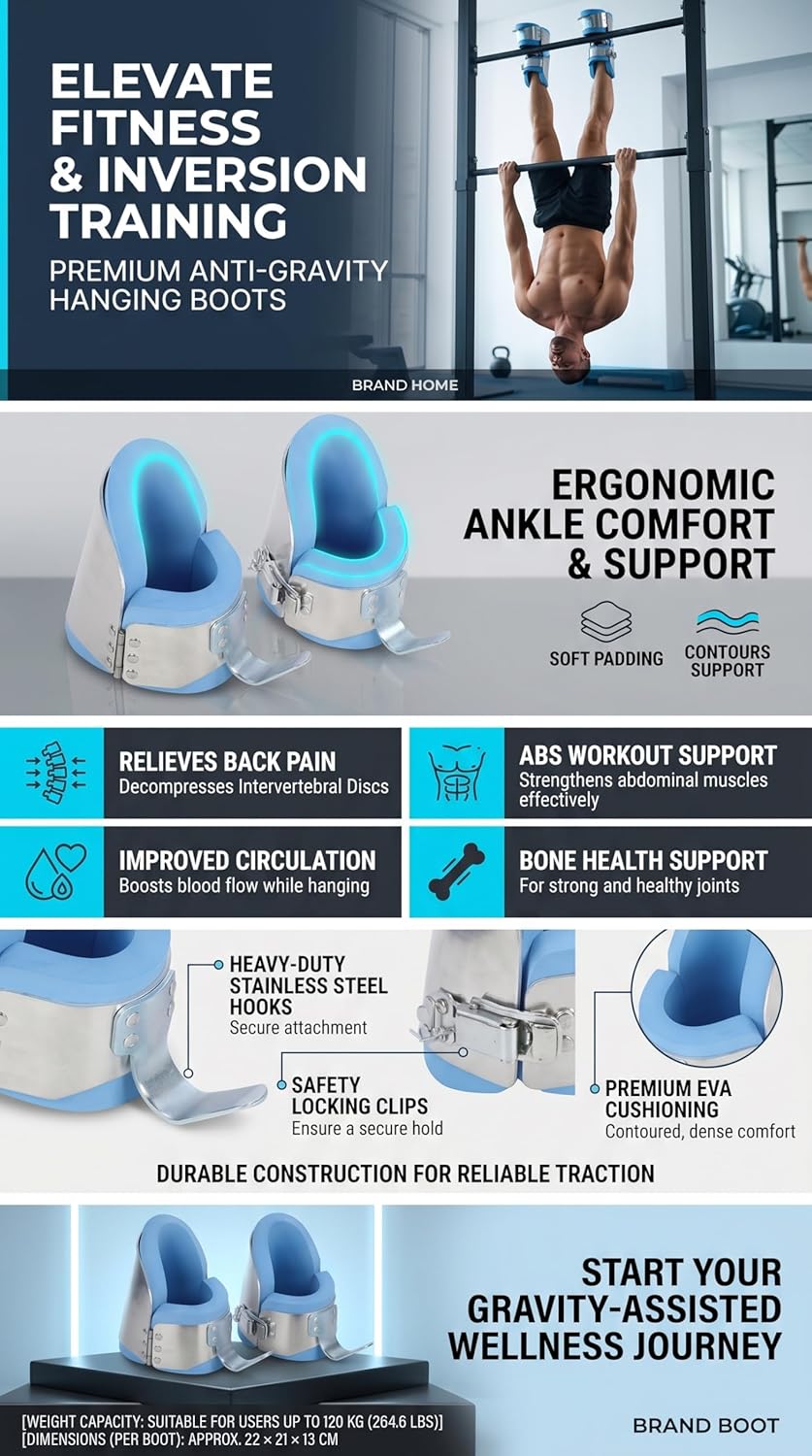 RiToEasysports Anti-Schwerkraft-Inversionsstiefel, Kopfüber Hängende Inversionsstiefel für Inversion