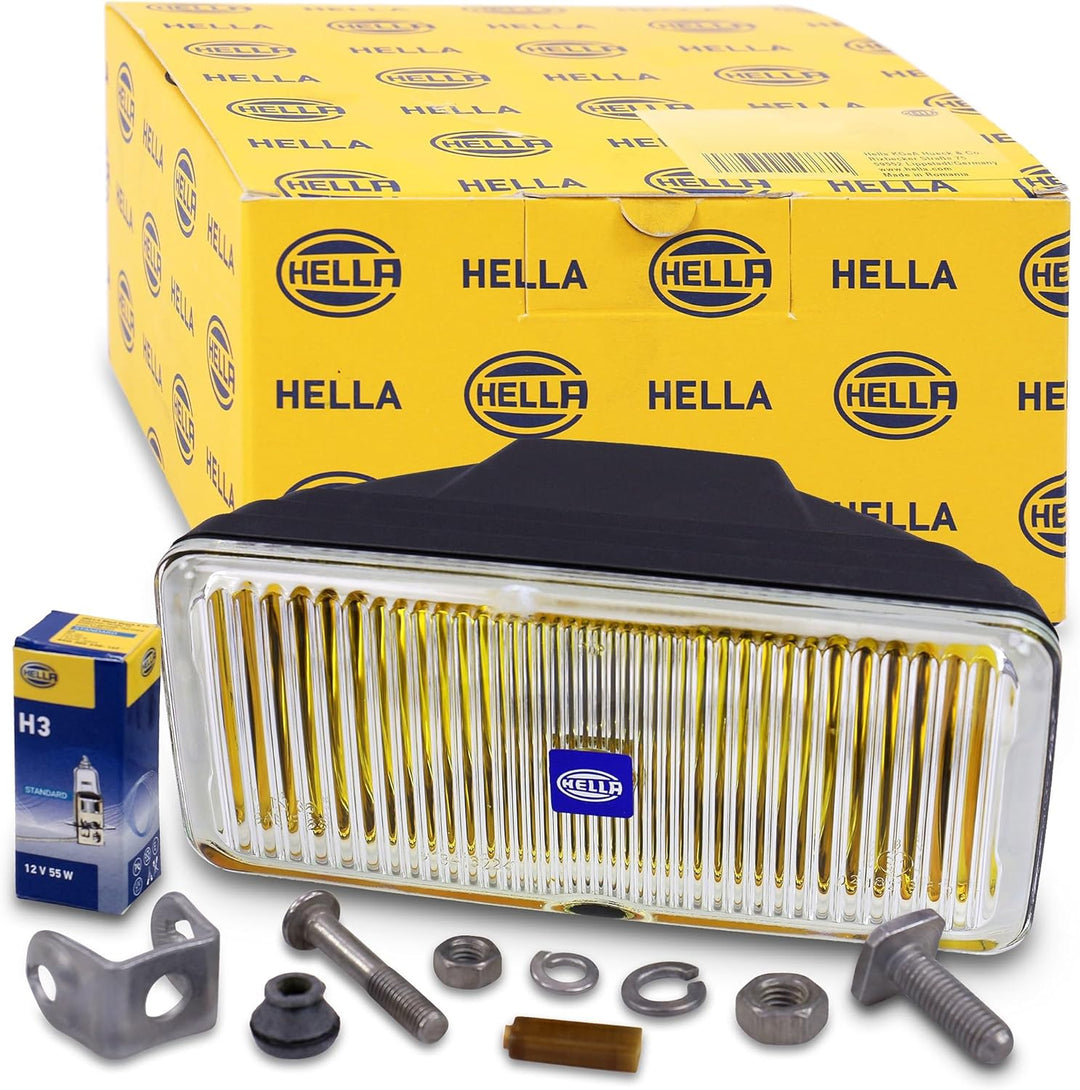 HELLA - Halogen-Nebelscheinwerfer - Comet 550 - 12V - rechteckig - Anbau - glasklare Streuscheibe -