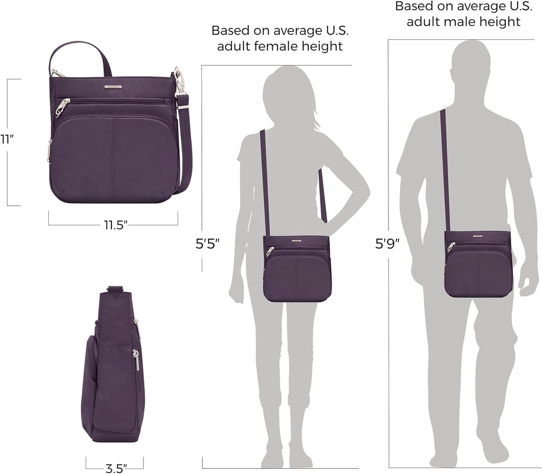 Travelon Klassische N/S-Umhängetasche mit Diebstahlschutz Einheitsgrösse Violett, Einheitsgrösse Vio