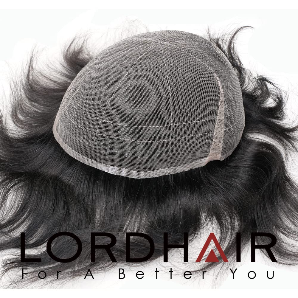 Lordhair Toupet Human Hair Herrenperücke, Französische Spitze Webart, 20 x 25 cm, Leichtes Haarersat