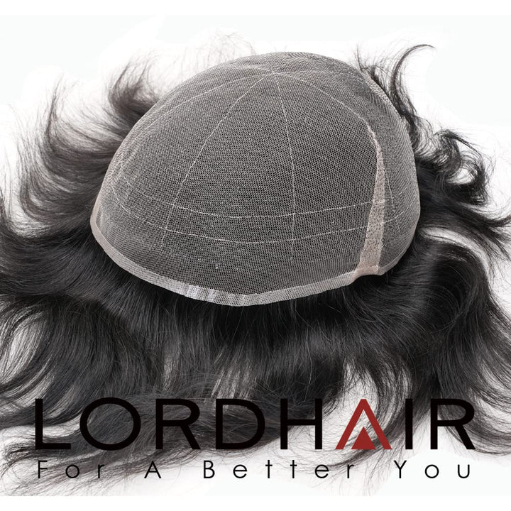 Lordhair Toupet Human Hair Herrenperücke, Französische Spitze Webart, 20 x 25 cm, Leichtes Haarersat