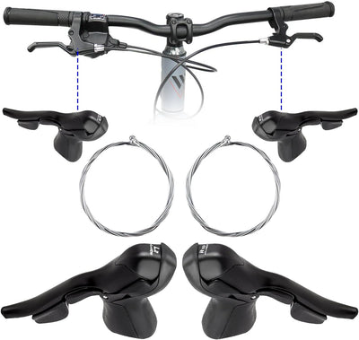 Soekodu 1 Paar Fahrradschalthebel, 2 x 7 8 9 10 Geschwindigkeit Dual Control Schalthebel für Mountai