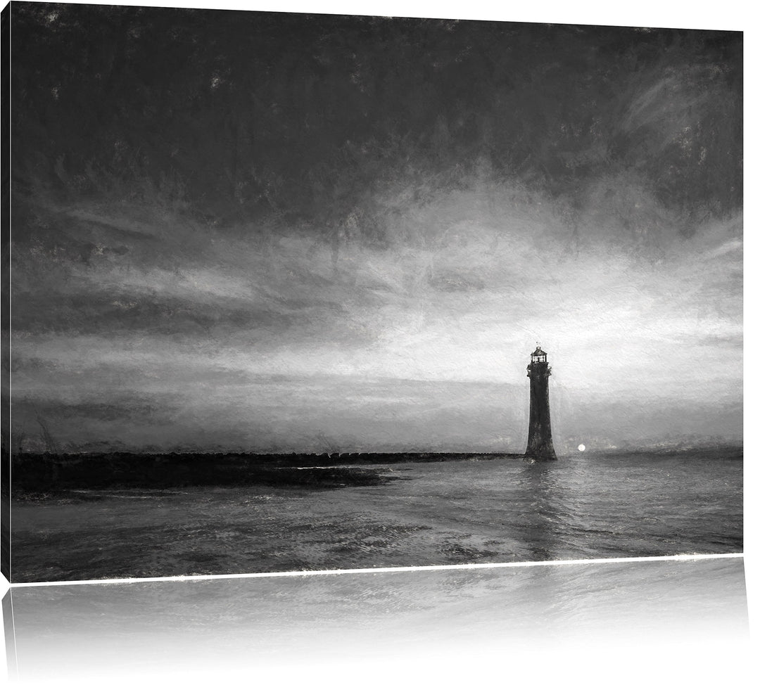 Pixxprint Leuchtturm im Sonnenuntergang als Leinwandbild/Grösse: 100x70 cm/Wandbild/Kunstdruck/ferti