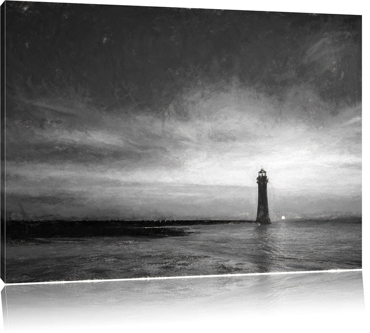 Pixxprint Leuchtturm im Sonnenuntergang als Leinwandbild/Grösse: 100x70 cm/Wandbild/Kunstdruck/ferti