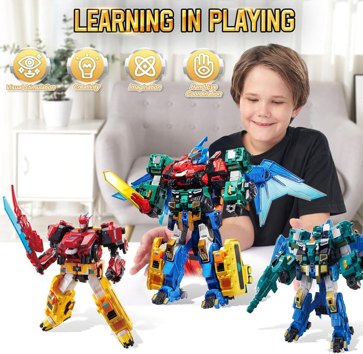 Quantum Heroes DINOSTER 4 in 1 Transforming Robot Mega Robot Metatron 16 in | Spielzeug zum Verwande