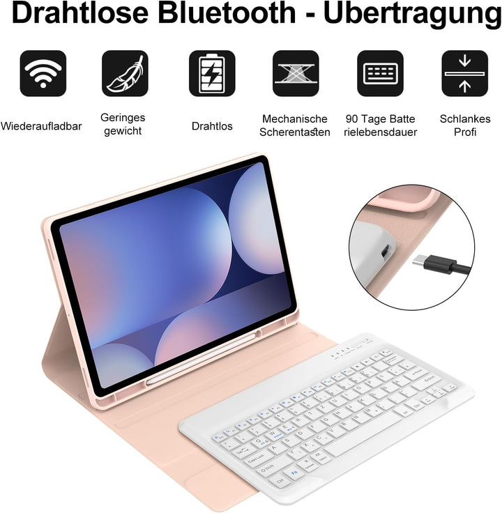 IVEOPPE Tastatur für Samsung Galaxy Tab S10+/S9FE+/S9+, Hülle Tastatur Kompatibel mit Samsung Tab S9