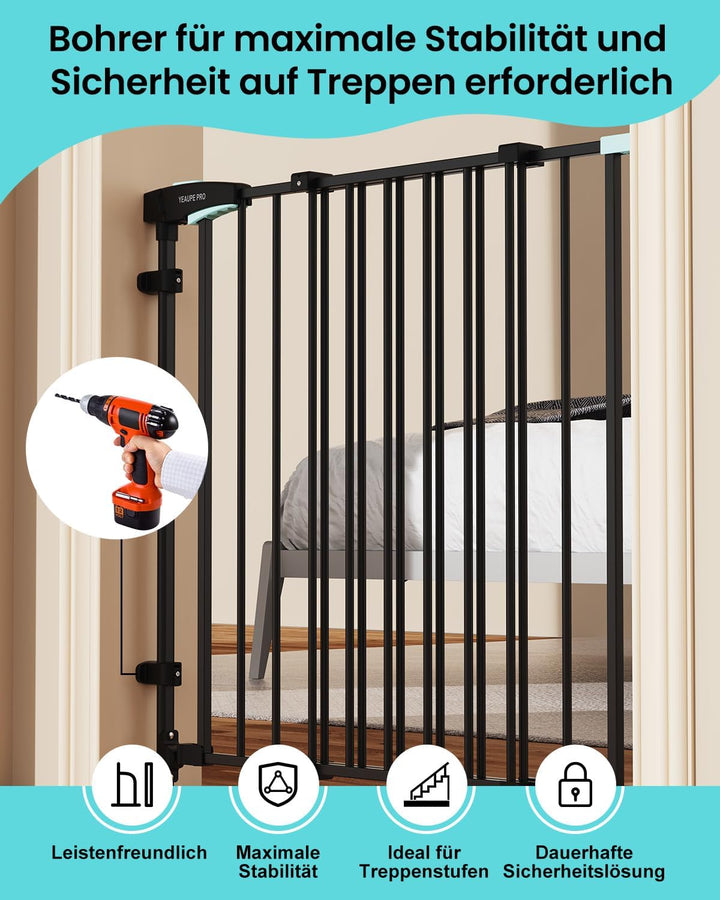 YEAUPE PRO Treppenschutzgitter Zum Bohren, für Breiten 75-110 cm | Türschutzgitter, Kinderschutzgitt