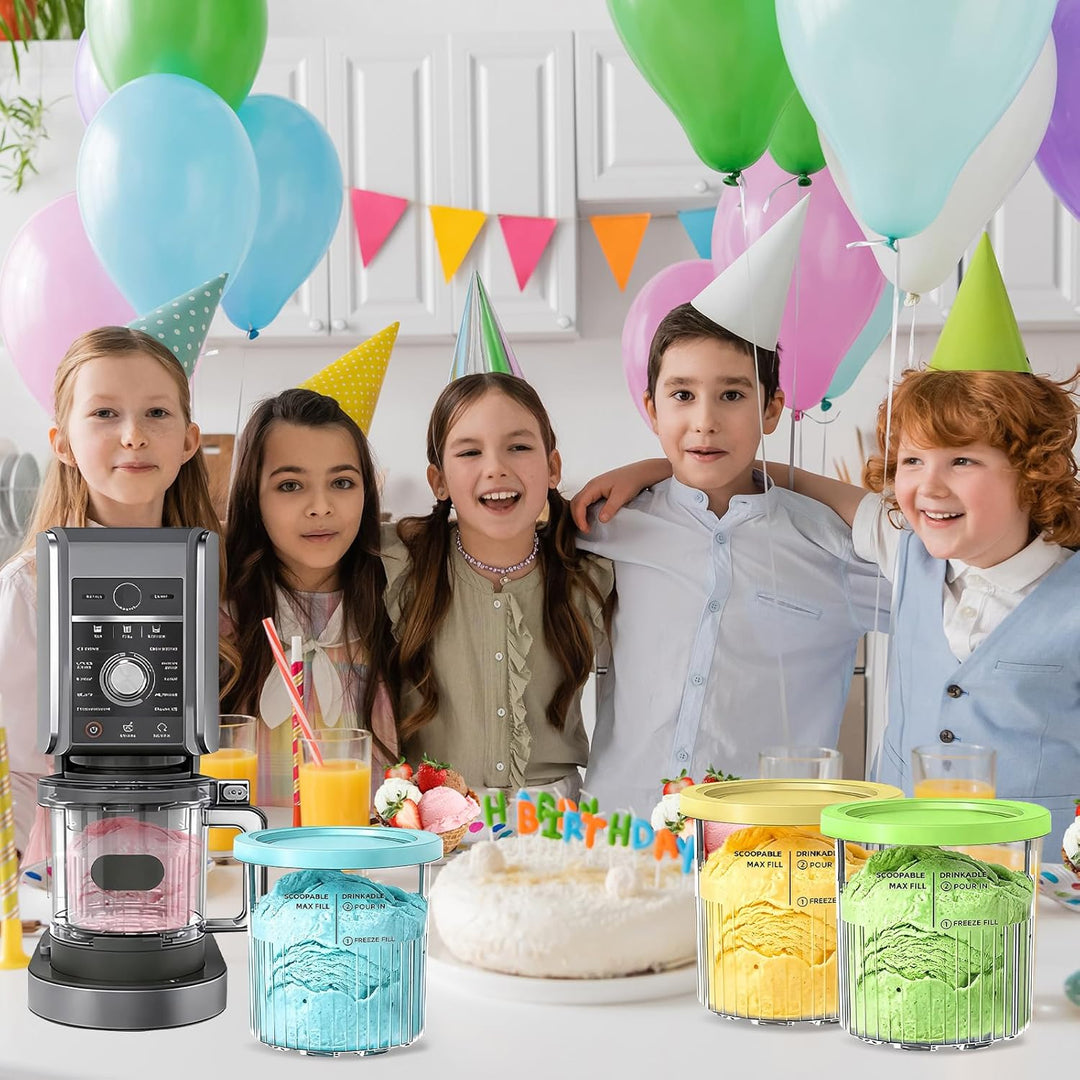 Xylota 4 Stück für Ninja Swirl Creami Deluxe Behälter, Eisbehälter mit Farbige Deckeln Kompatibel mi