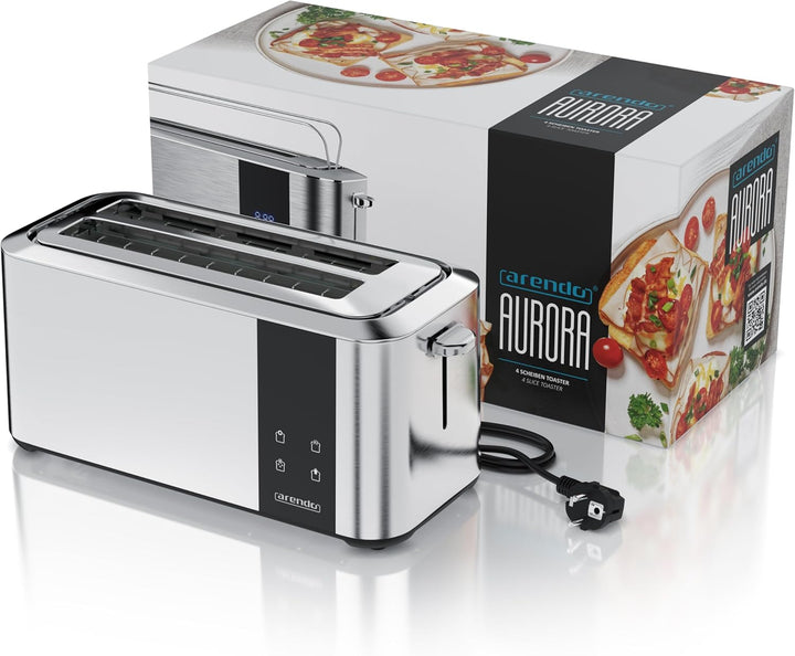 Arendo - Edelstahl Toaster Langschlitz 4 Scheiben- Touchscreen – Doppelwandgehäuse – 1500 W – Integr