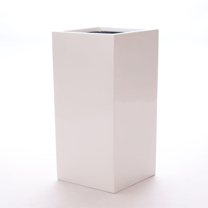Elegant Einrichten Pflanzkübel, Blumenkübel Fiberglas säule 38x38x70cm Hochglanz weiss.