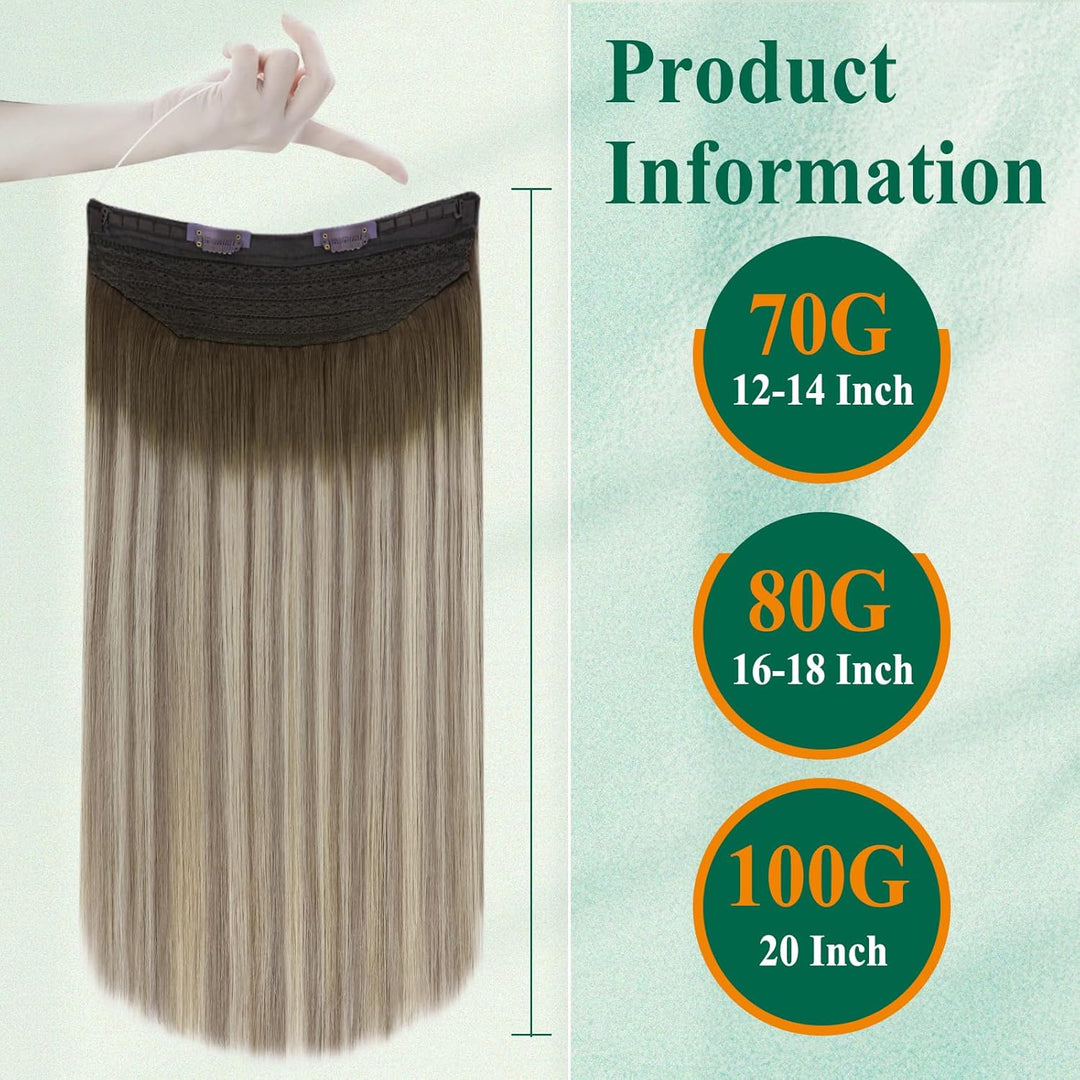 Easyouth Draht Extensions Echthaar Haarteile Echthaar mit Draht 18 Zoll 80g Per Pack Draht Echthaar