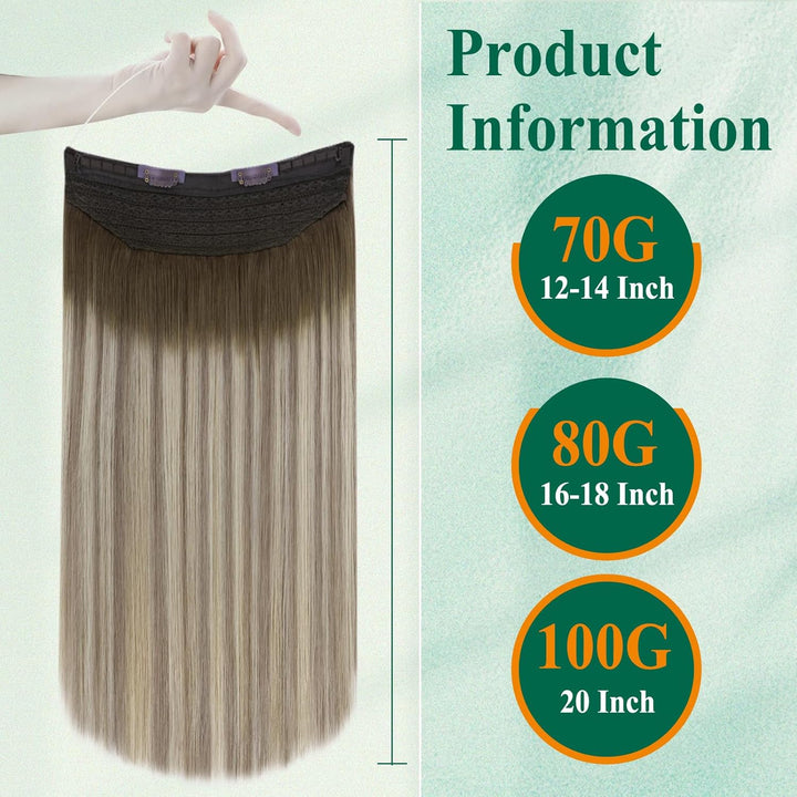 Easyouth Draht Extensions Echthaar Haarteile Echthaar mit Draht 18 Zoll 80g Per Pack Draht Echthaar