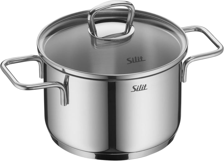 Silit Alicante Topfset Induktion 4-teilig, Kochtopf Set mit Glasdeckel, Edelstahl poliert, Induktion