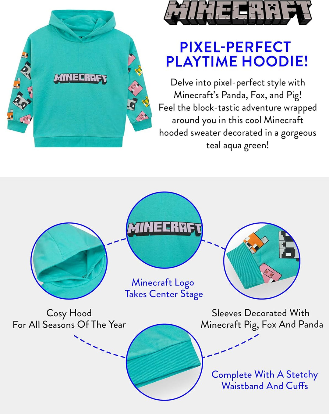 Minecraft Kapuzenpullover für Mädchen | Kapuzenpullover für Spielerinnen | Kapuzenpulli für Gamer-Mä