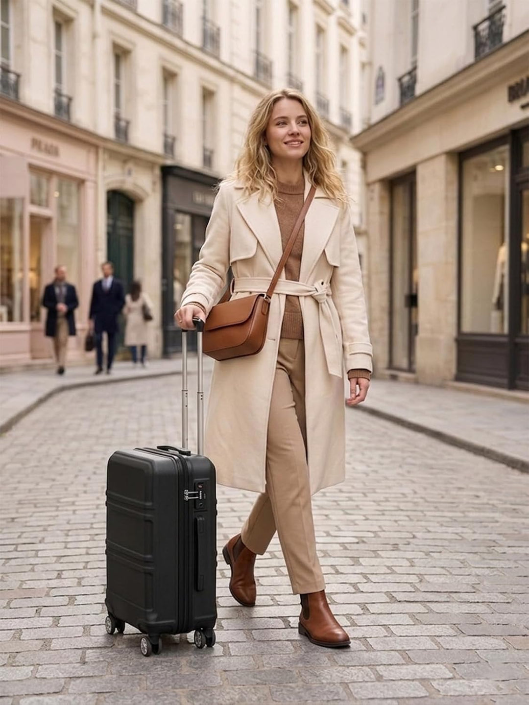 KONO Handgepäck Koffer Hartschale ABS+PC, Reisekoffer Trolley mit TSA Schloss, Leichter Koffer mit R