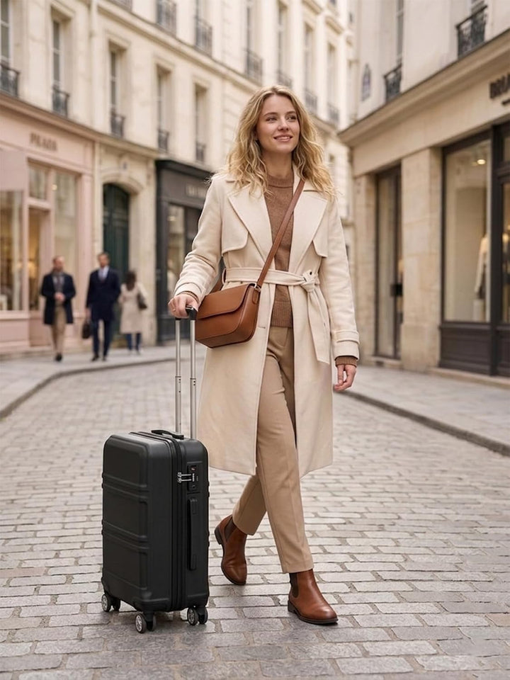 KONO Handgepäck Koffer Hartschale ABS+PC, Reisekoffer Trolley mit TSA Schloss, Leichter Koffer mit R