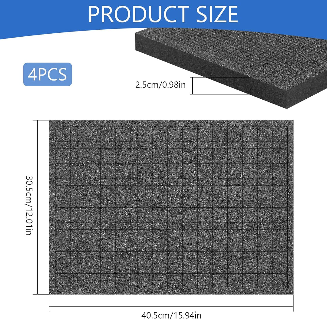 Rasterschaumstoff 400x300x25mm | 2er-Pack 50D Hochdichter Würfelschaum für Werkzeugkoffer & Kamerako