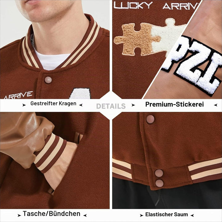 Eocicvvi Herren College Jacke Übergangsjacke Damen Freizeit Jacke Harajuku Stil Sportjacke Streetwea