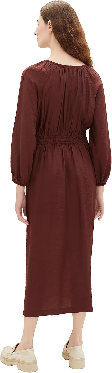 TOM TAILOR Damen Maxikleid mit Raffung, 30337 - Raisin