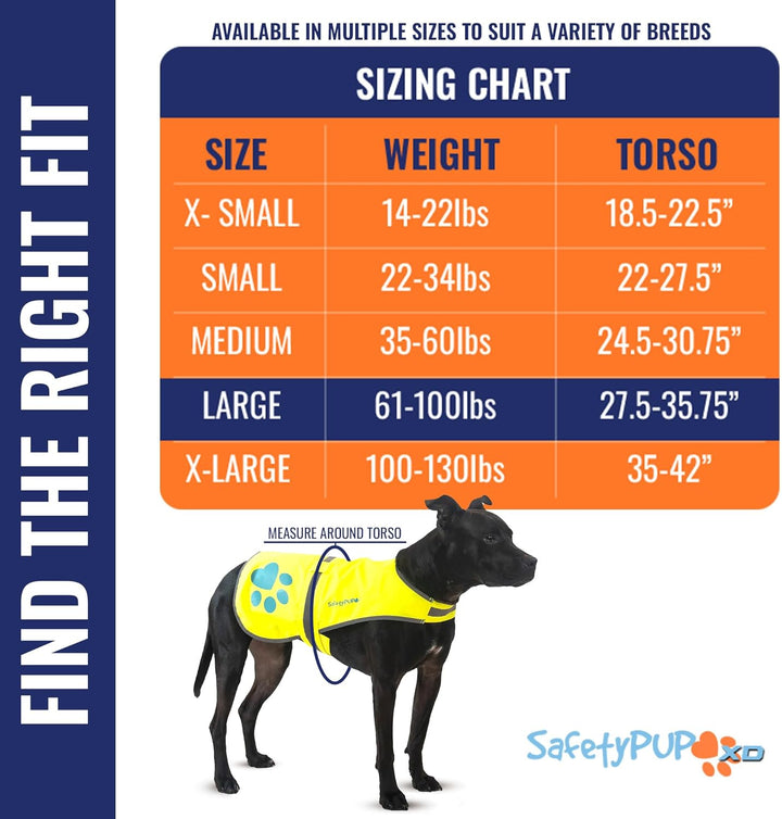 SafetyPUP XD Hund Warnweste, Grössen passen Hunde 14 lbs bis 130 lbs Neon Gelb Gross Gross Neon Gelb