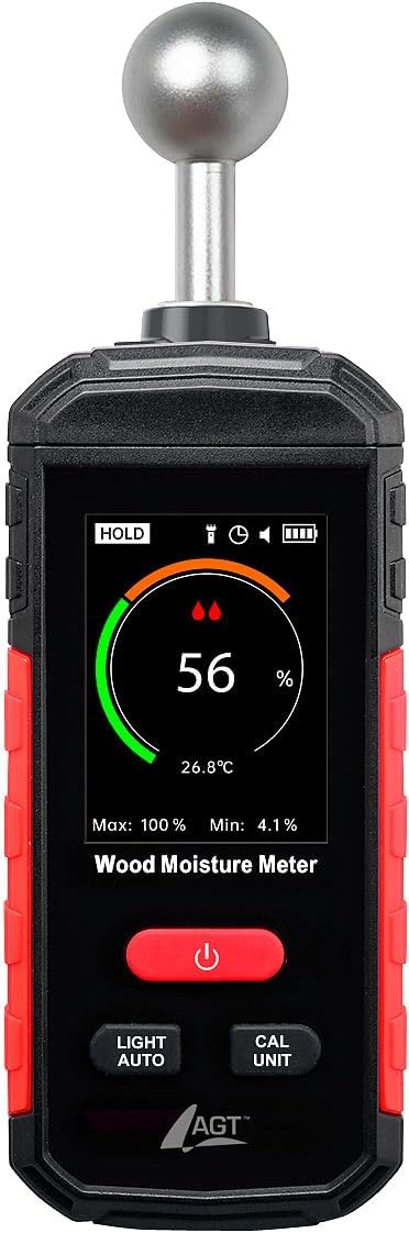 AGT Feuchtemesser: Akku-Feuchtigkeits-Messgerät, nichtinvasive Messung, Farb-LCD, 5-40 mm (Digitales