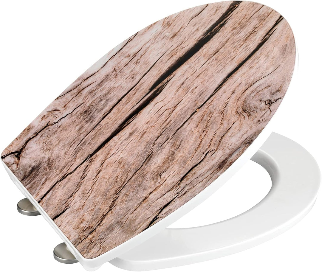 WENKO WC-Sitz Hochglanz Acryl Mod. Bois, High Gloss Oberfläche, Toilettendeckel mit Absenkautomatik,