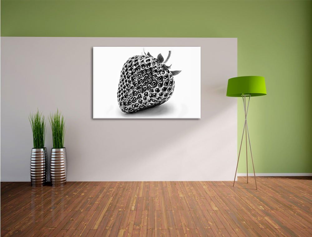 Pixxprint Erdbeere Strawberry Obst / 100x70cm Leinwandbild bespannt auf Holzrahmen/Wandbild Kunstdru